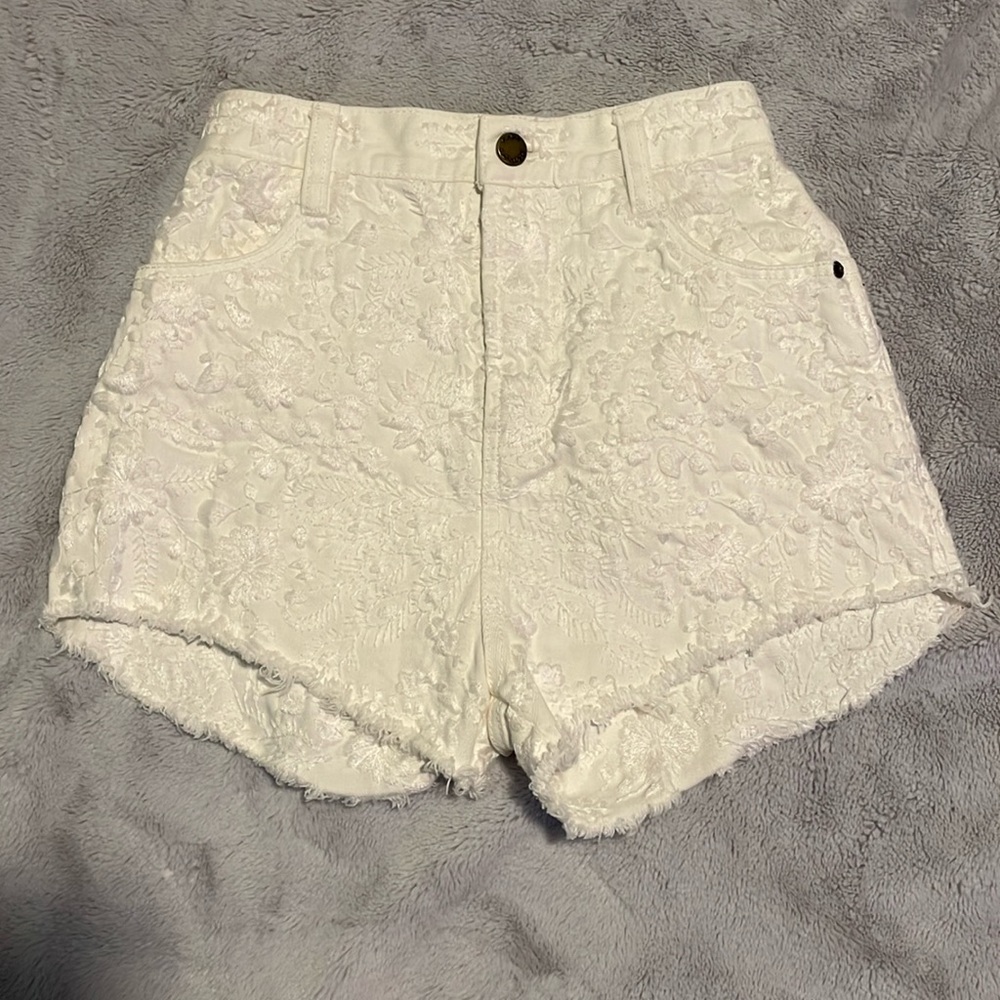 White embroidered Free People shorts